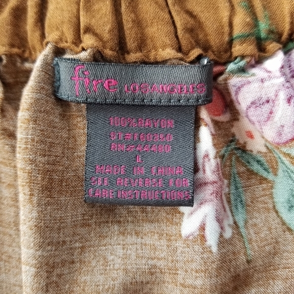 Fire Los Angeles Button Front Floral Print Skater Skirt - Picture 5 of 6